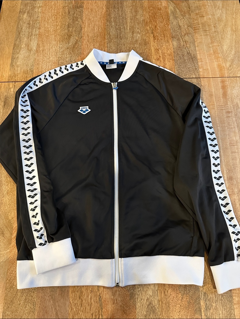 Arena Black Bomber Jacket with White Trim and Logo Tape